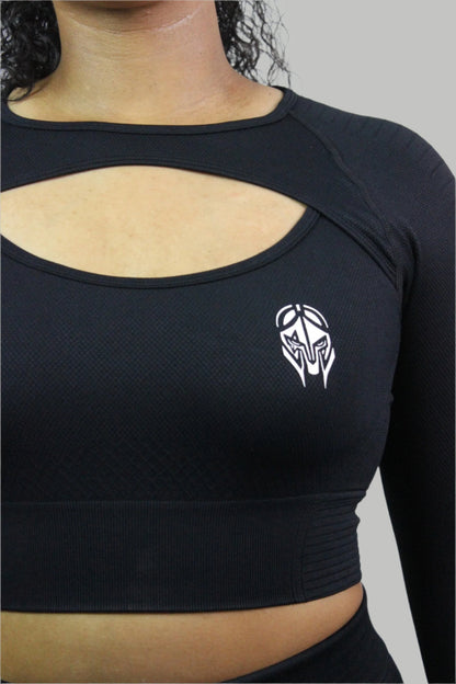Black Valkyrie Long Sleeve shirt by Titans, featuring a sleek design with long sleeves and detailed graphics on the front.