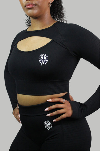Titan's Valkyrie Long Sleeve in Grey, featuring a fitted design with stylish sleeves, perfect for casual or athletic wear.