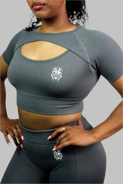 Grey Valkyrie short sleeve T-shirt by Titans, featuring a stylish design, displayed on a white background.