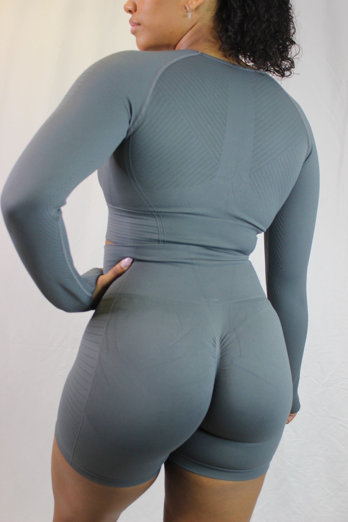 Gray Valkyrie Long Sleeve shirt by Titans, shown flat with detailed fabric texture and classic crew neckline.