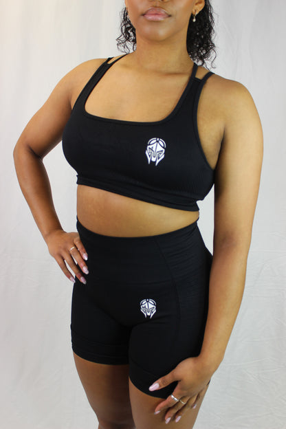 Black Valkyrie Shorts by Titans, featuring a stylish design with a comfortable fit, shown on a model against a neutral background.