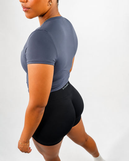 THE ATALANTA SCRUNCH SHORTS — ONYX